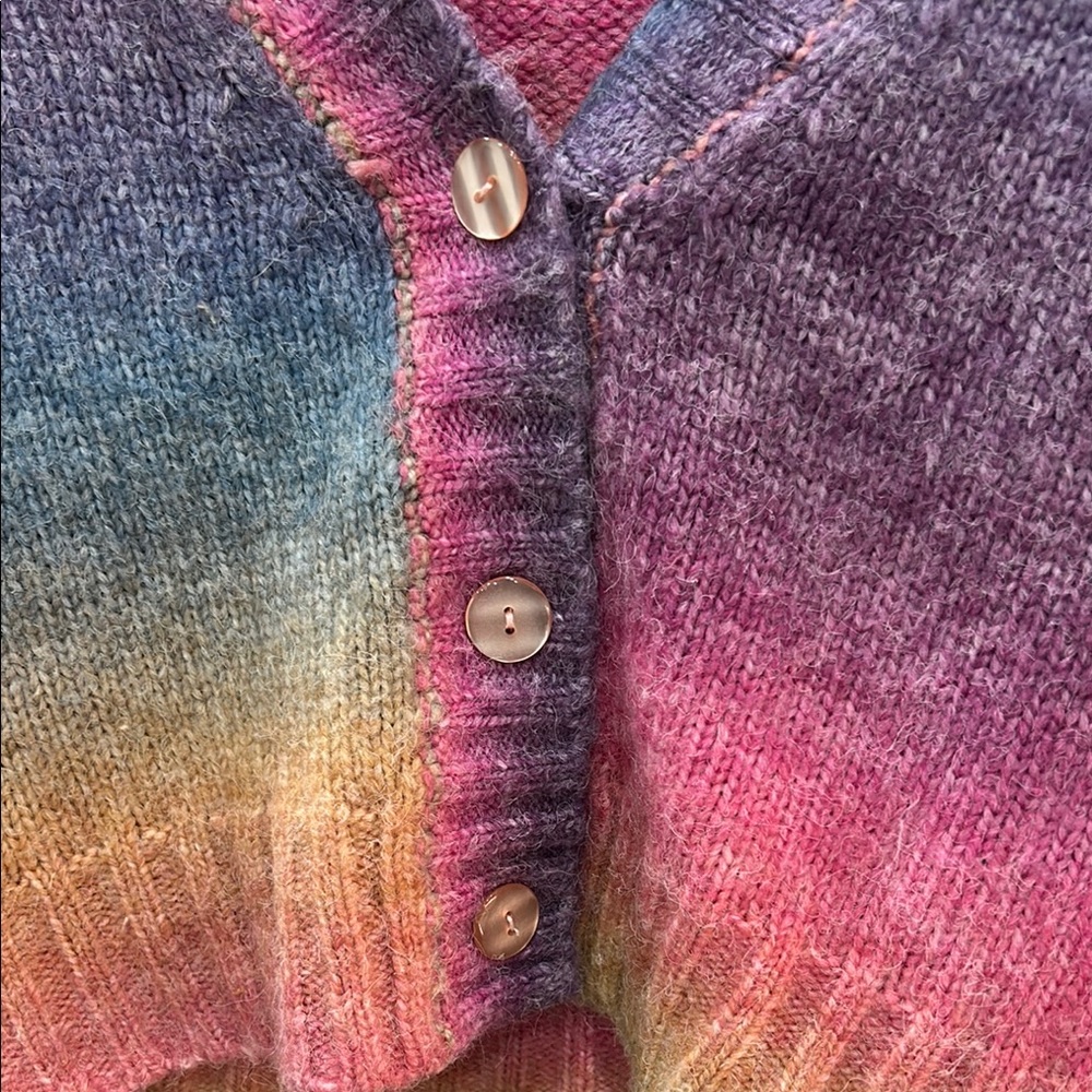 Reclaimed Vintage Purple and Pink Cropped Cardigan Sweater. SIZE S - Picture 5 of 6